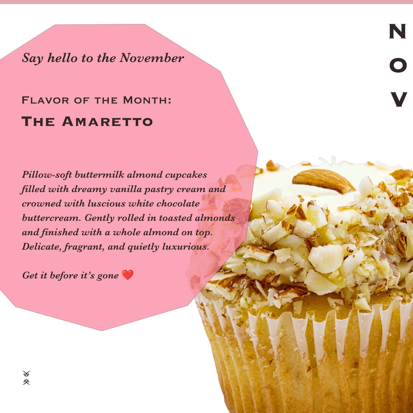 The November 2025 Flavor of the Month Cupcake: The Amaretto