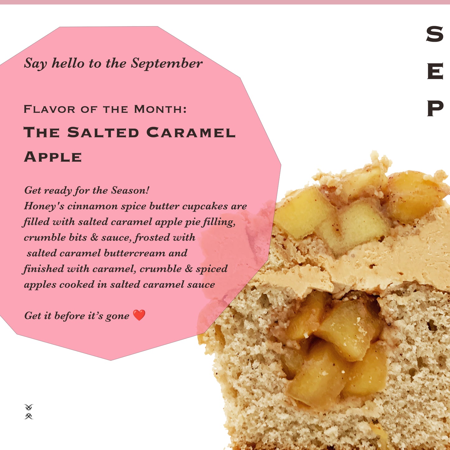 The September 2025 Flavor of the Month Cupcake: The Salted Caramel Apple