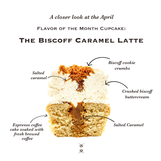 The April 2024 Flavor of the Month Cupcake: The Biscoff Caramel Latte