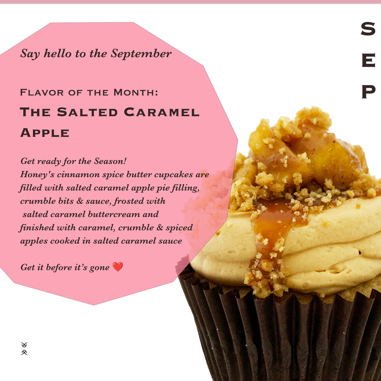 The September 2025 Flavor of the Month Cupcake: The Salted Caramel Apple