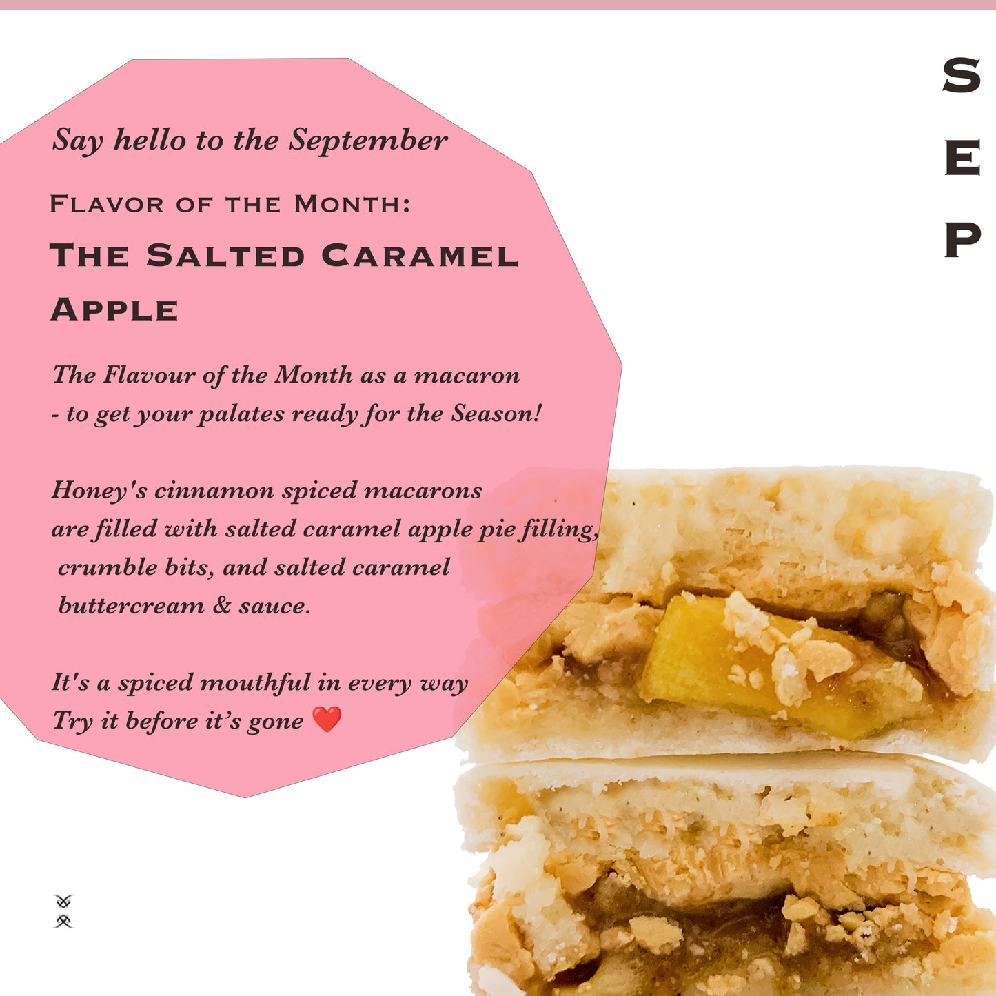 The September 2025 Flavor of the Month Macaron: The Salted Caramel Apple